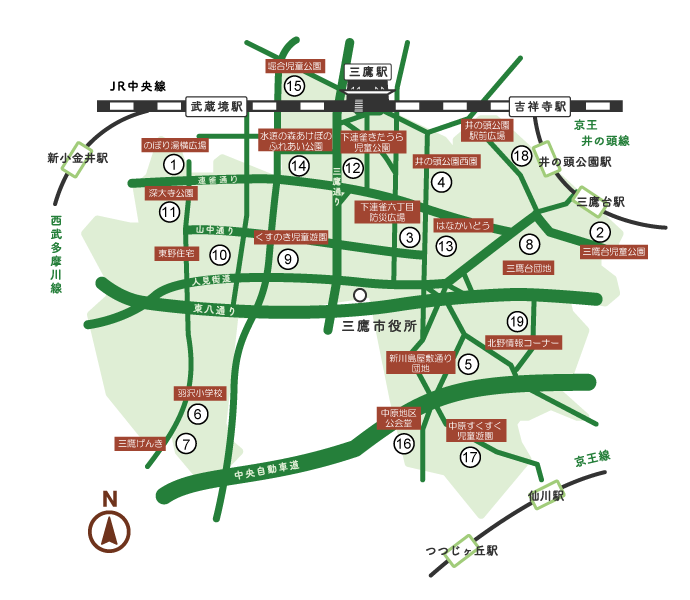 移動図書館ひまわり号全域地図